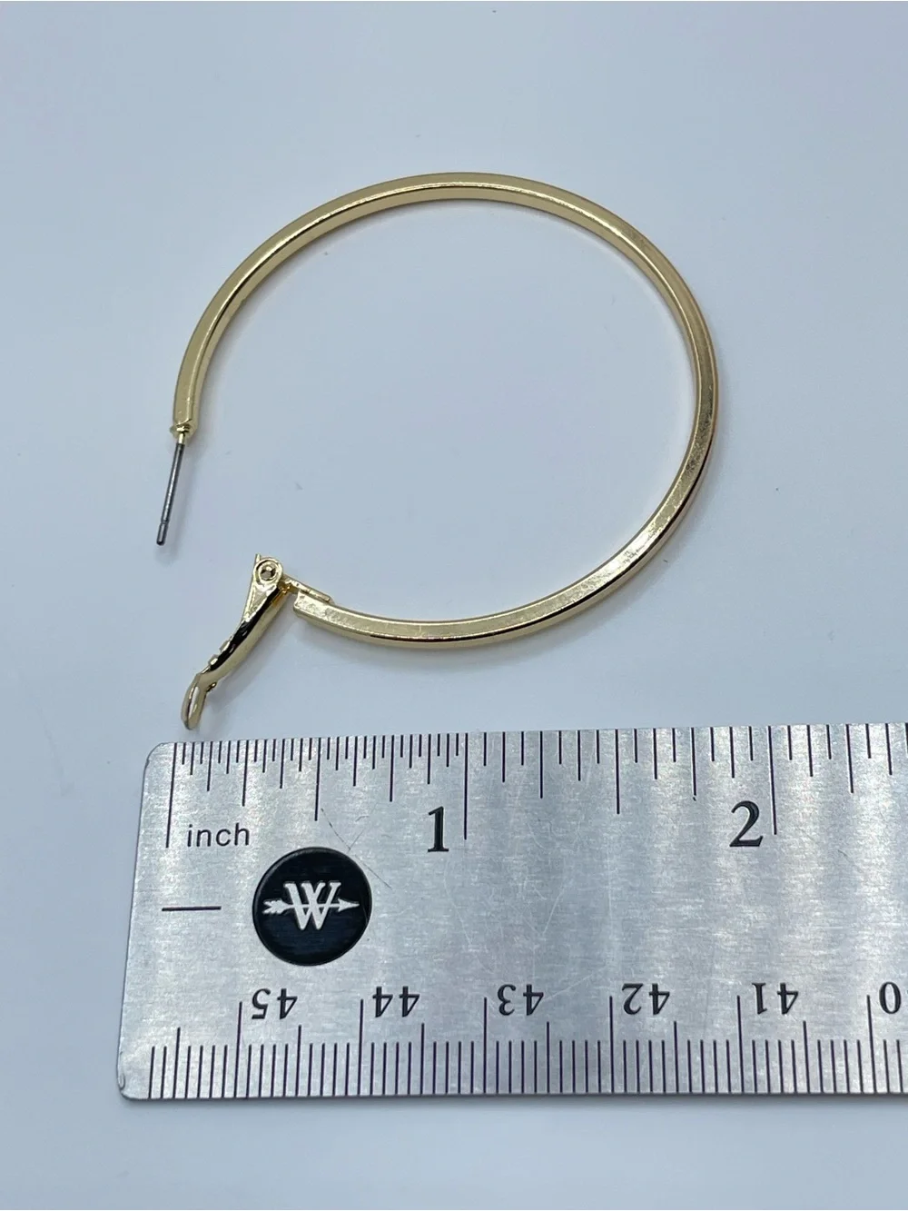 Gold Tone Large Hoop Earrings Classic Minimalist Lightweight Hoops